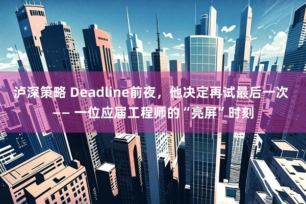 泸深策略 Deadline前夜，他决定再试最后一次 —— 一位应届工程师的“亮屏”时刻
